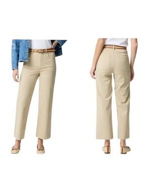 NWT J. Crew Petite Ella Wide Leg Crop pant Light Khaki Yellow Tan 26P